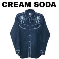 クリームソーダ　ビーチタオル　ブラックキャッツ　80年代 クリームソーダ クリームソーダ CS NEW角ドクロフェイスタオル
