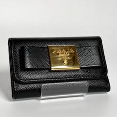 PRADA リボン キーケース 6連 サフィアーノ レザー ブラック