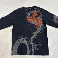 絡繰魂 風雷神刺繍 桜舞い 和柄 ロングTシャツ メンズ 293087