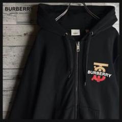 【超人気デザイン】バーバリー☆ TBロゴ入り フルジップパーカー　ブラック