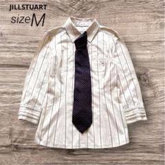 JILLSTUART ジルスチュアート　ストライプシャツ　ラメ　ベージュ　細身Mのサムネイル