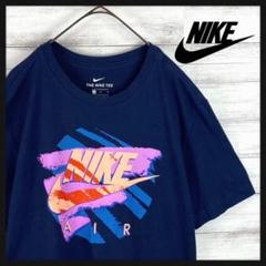 【美品】ナイキ NIKE☆Tシャツ 半袖 ネイビー Mサイズ ビッグロゴ 古着
