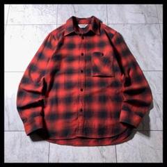 70s FIVE BROTHER ヘヴィーネルシャツ USA製 2XL 赤黒 FIVE BROTHER チェックシャツ USA ネルシャツ ドロッピング柄