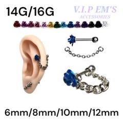 カラバリ　薔薇　チェーン　軟骨ピアス　ストレートバーベル　ボディピアス