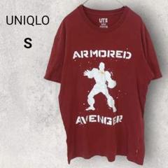 ユニクロ メンズ 半袖 Tシャツ S 赤 マーベル プリント 綿100%