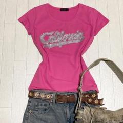 【平成ギャル00s】 &by P&Gラインストーンロゴ半袖Tシャツ　ピチTチビT 平成ギャル00s】 &by P&Gラインストーンロゴ半袖Tシャツ ピチT