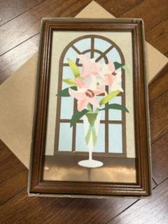 さくらほりきり 百合 ゆり 花 きめこみ カサブランカ 作品 額付き アート