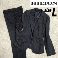 結婚祝い 美品】HILTON ヒルトン ブラックチェック パンツスーツ スーツ・フォーマル・ドレス