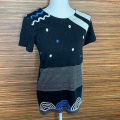 黒船 クロフネ Tシャツ Mサイズ ドット柄 ボーダー 黒 ブラック 半袖