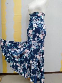 【美品 フラメンコ衣装】ブルー アルマフラメンカ ファルダ ボウタイ スカート 美品 フラメンコ衣装】ブルー アルマフラメンカ ファルダ