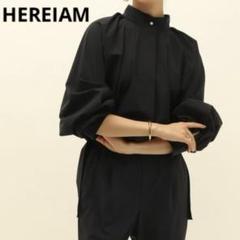 HEREIAM へレイアム 撥水 ボリュームシャツ ギャザー ブラック オーバーのサムネイル