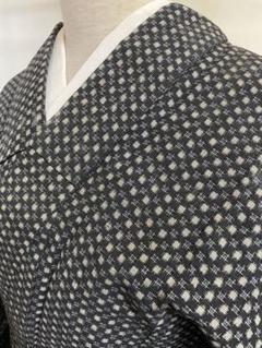 紬 正絹 袷 鶴花草文 着丈144センチ 裄60.5センチ