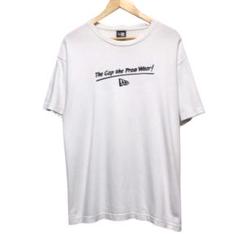 NEWERA ニューエラ　半袖Tシャツ　デカロゴ ホワイト　袖刺繍ロゴ　L