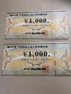 ビックカメラ 株主優待券 2,000円分
