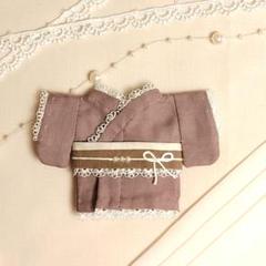 【くすみカラー】16㎝用ぬい服＊くすみ薄紫色着物(帯/推し活・ぬい撮りに）のサムネイル