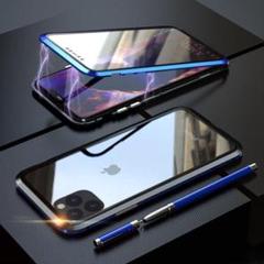 iphone11pro クリアケース　両面　ハードケース　青 スマホケース