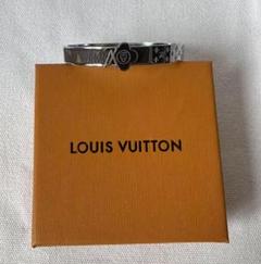 【美品】LouisVuittonバングルリストバンドブラック・シルバー ステンレス レザーバングル PU合皮 ブレスレット リスト バンド