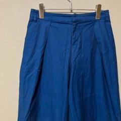 メトリーゼ　タックワイドパンツ(M)ブルー無地　大人カジュアル　クロップド丈