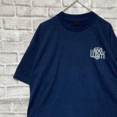 USA製90sヴィンテージTシャツ！シングルステッチ　ネイビー半袖古着L79