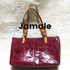 Jamale　ジャマレ　ハンドバッグ　ローズ柄　ダークレッド　牛革　日本製　美品