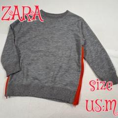 ZARA　サイドジップフレアニットトップス　グレー　US:M　ザラ