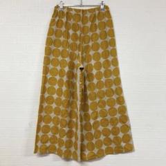 259 ハンドメイド イエローとグレーのドット柄ガウチョパンツ