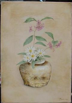 花束の油彩画（リアリズム） リアリズムの精髄,戸嶋但「秋めきて」サムホール油彩,おしゃれ