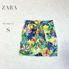 美品✨【ZARA】 総柄ミニスカート ゴルフ トロピカル 派手 奇抜 個性的