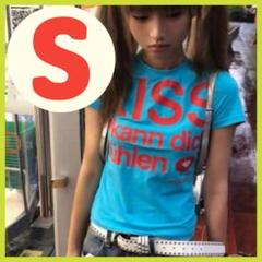 ⭐️新品⭐️半袖 S Y2K 青 ロゴTシャツ 原宿系 ストリート トレンド