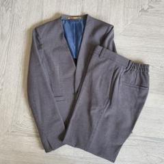 【未使用✨】オリヒカ　パンツスーツ　ストレッチ　洗える　ノーカラー　背抜 L 紺 Amazon | [スーツセレクト] 春夏 ノーカラーレディース