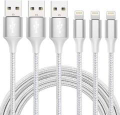 充電ケーブル　Lightning 2m 3本セット シルバー