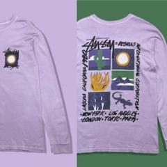 old stussy オールドステューシー 長袖Tシャツ ロンT 後染めパープル