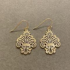 美品 ete エテ 刻印付き バー ゴールド フック ピアス 18k ホワイトシェル フック ピアス 白蝶貝 スクエア K18YG 18金 18k