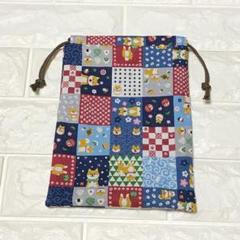 和柄パッチワーク柴犬さん♪ハンドメイド＊御朱印帳入れ☆巾着袋