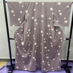 BY5423 浅紫灰紫小紋着物正絹おしゃれ着花さくら