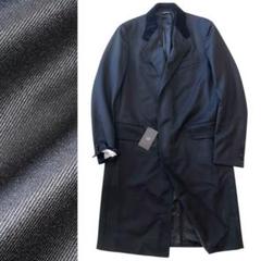 58万 新品【ダンヒル】ベロア襟 ウール100% チェスターコート 黒