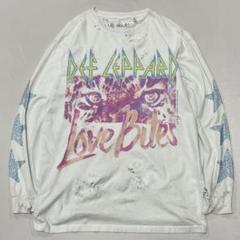 00s Def Leppard 襤褸 ダメージ バンド ロンT ラインストーン