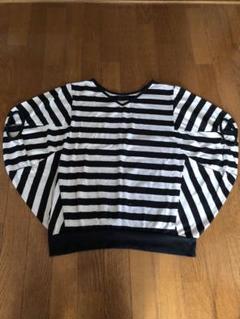 バルーンスリーブ 白黒ストライプ Tシャツ