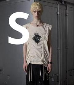 GRANCY シャーリングデザインラインストーングラフィックノースリーブT S grancy シャーリングデザインラインストーングラフィック