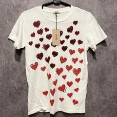美品 miu ハート柄 半袖シャツ MIU MIU(ミュウミュウ) ハート柄半袖Tシャツ MJM941 ホワイト