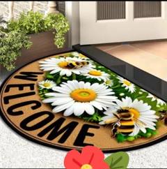 花と蜂のWELCOMEマット 40×60cm