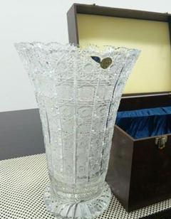 ボヘミア ガラス花瓶 クリスタル 30cm 美品】ボヘミアクリスタル 高さ30cm ボヘミアングラスフラワー