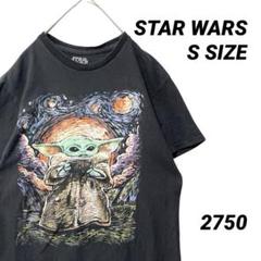 映画 スターウォーズ ベビーヨーダ グローグー 絵画 ゴッホ調 Tシャツ 黒 S