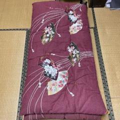 ワインレッド 扇子と花模様 長座布団　4枚セット　8月頃までの出品