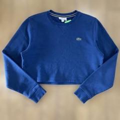 LACOSTE SPORT クロップド丈 スウェット 古着 青 Sサイズ