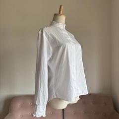 美品✨Mademoiselle NON NON フリルストライプシャツ 赤白 L 美品✨Mademoiselle NON NON フリルストライプシャツ 赤白 L