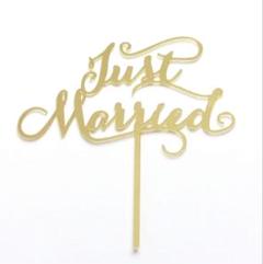 Just Married ケーキトッパー ゴールド