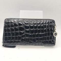 コッコフィオーレ　長財布　財布　ウォレット　エナメル　クロコダイル柄　ブラック