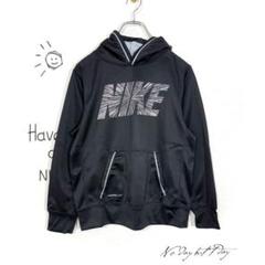 NIKE スポーツ パーカー(M/145)キッズ ブラック 裏起毛 ビッグロゴ