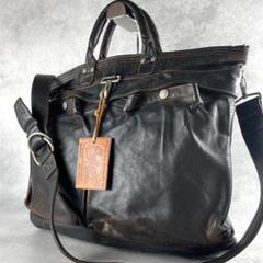 レインボーカントリー ヘルメットバッグ ホースハイド ブラック 茶芯 Rainbow Country(レインボーカントリー) Horsehide Leather